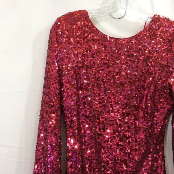 NEW Dress The Population Full Sequins Dress Bodycon Stretch Rouge Lola Club L - Picture 6 of 6